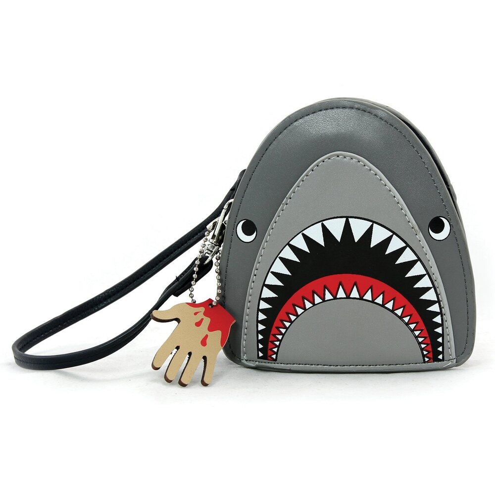 1513 Scary Shark Wristlet With Chained Bloody Hand In Vinyl Material